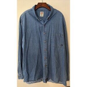 Dickies Jacket Mens 3XL Denim Button Front Blue Trucker Shirt Workwear Shacket